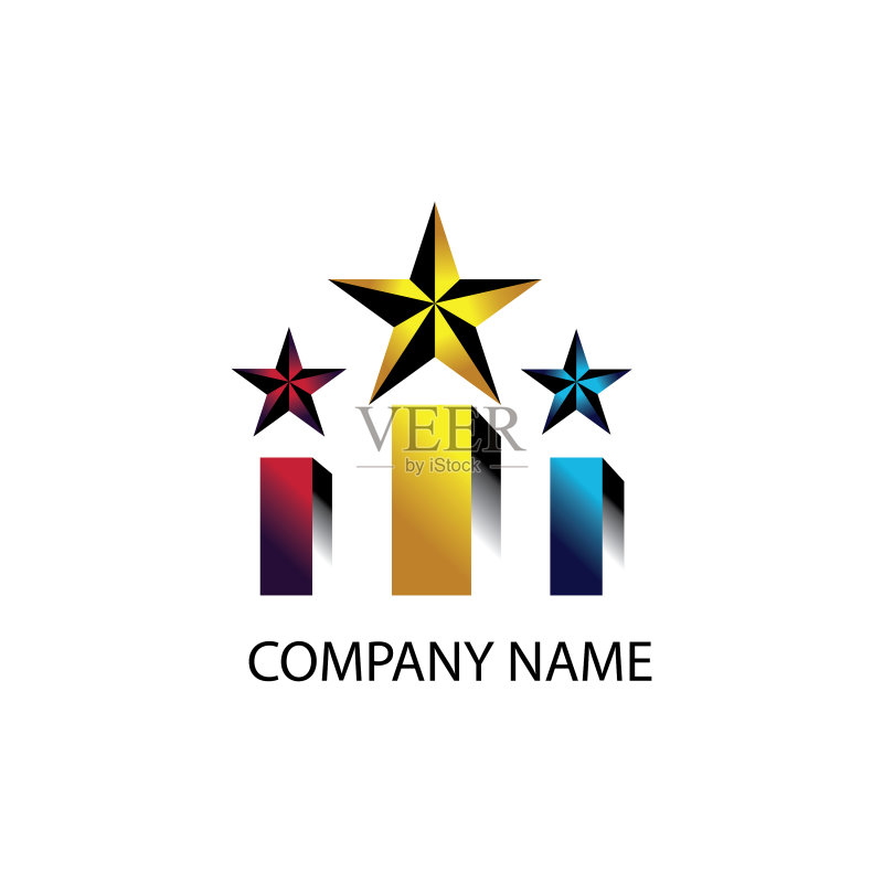 星星logo建筑彩色设计图标素材