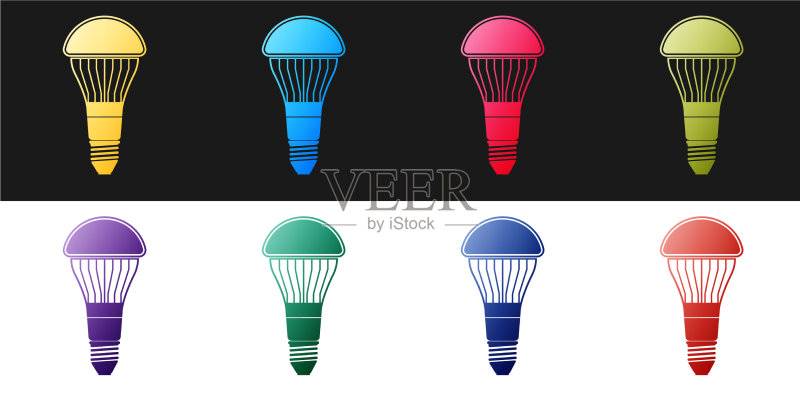 LED灯泡图标黑色背景图标素材