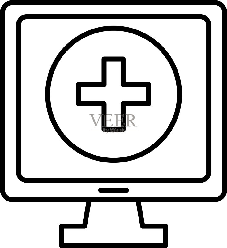 带有医疗十字符号线条风格图标的电脑图标素材