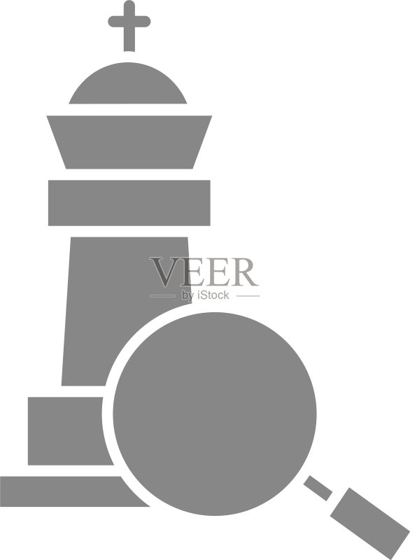 放大镜下的国王象棋灰色图标棋盘图标素材
