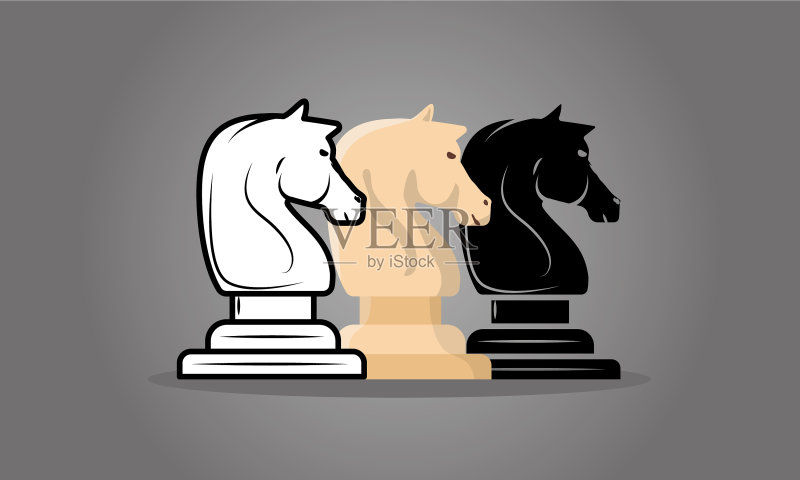 成组的骑士象棋棋子设置颜色图标图标素材