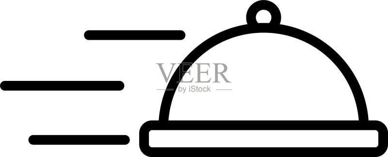 托盘服务器快速送餐线性风格图标图标素材