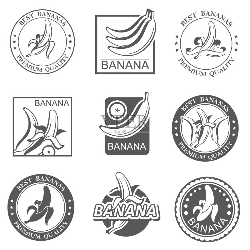 香蕉水果标签集图标素材