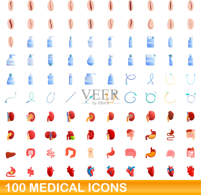 100个医疗图标集(卡通风格)图标素材