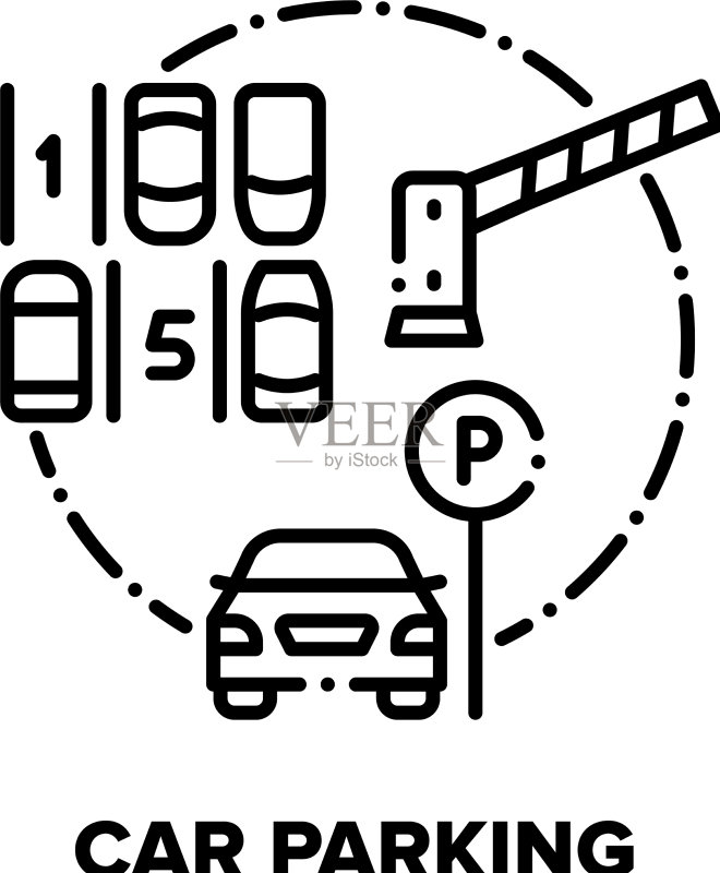 汽车停车黑色概念图图标素材