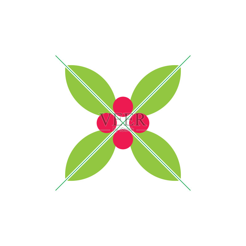 樱桃叶简约装饰logo设计图标素材