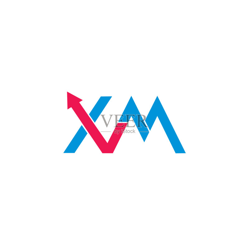 字母XM简约箭头几何logo图标素材