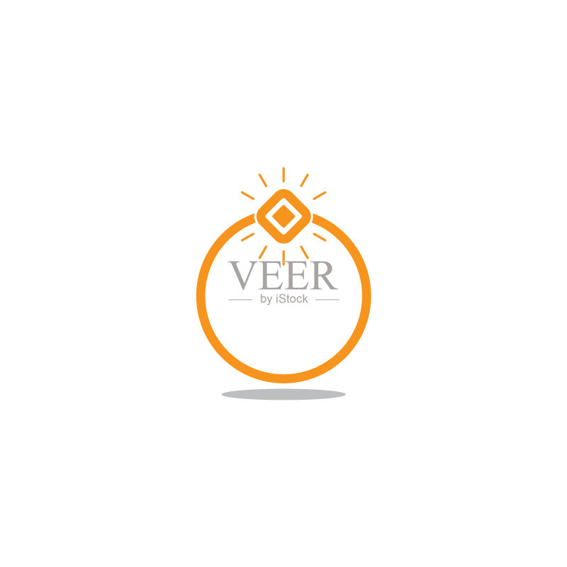 金色戒指简约抽象扁平logo图标素材
