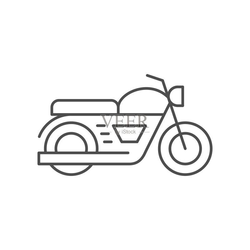 经典摩托车线条轮廓图标图标素材
