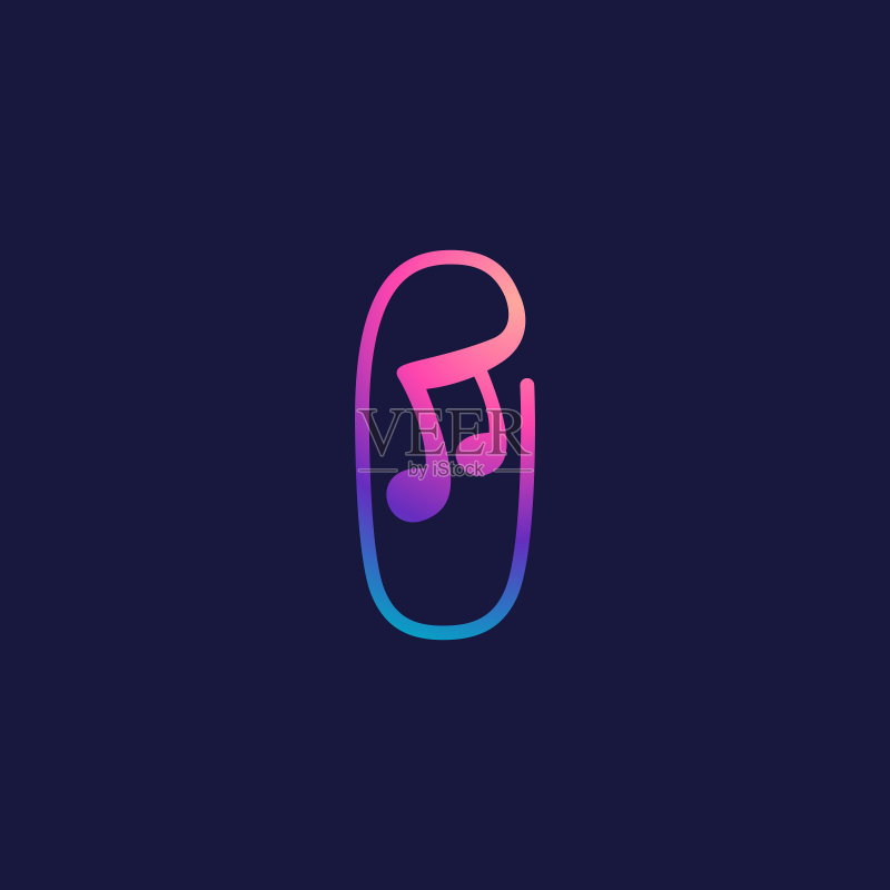带音符的字母I标志图标素材