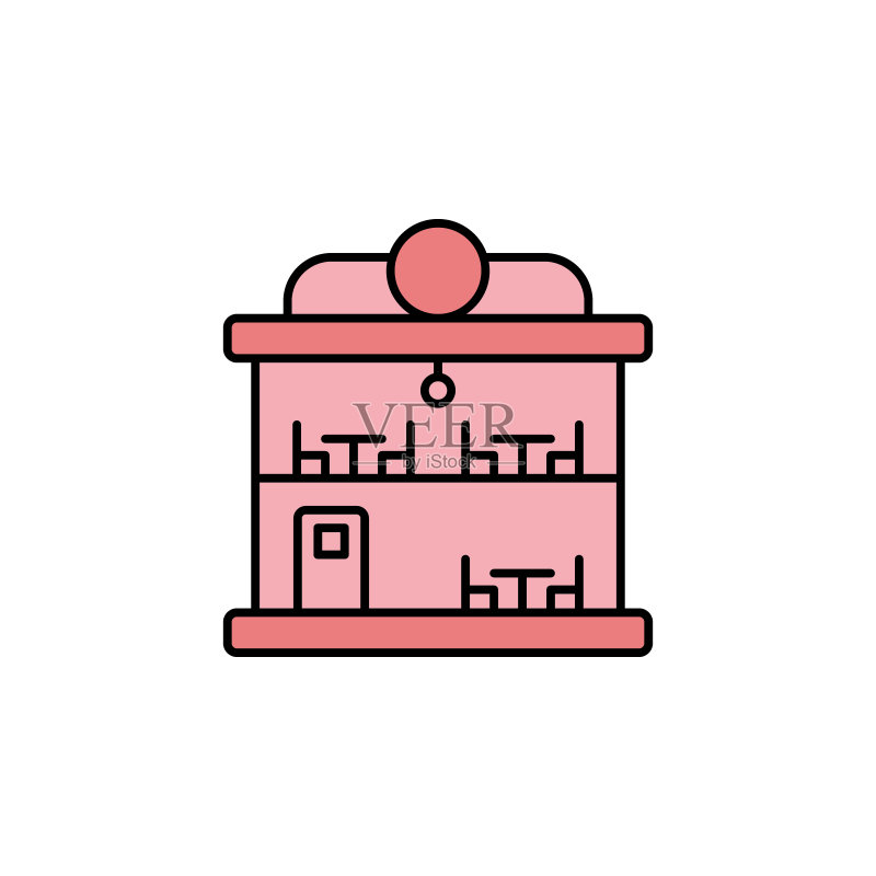 建筑、餐厅图标:一组建筑示意图标,可用于网页、Logo、移动应用、UI、UX图标素材