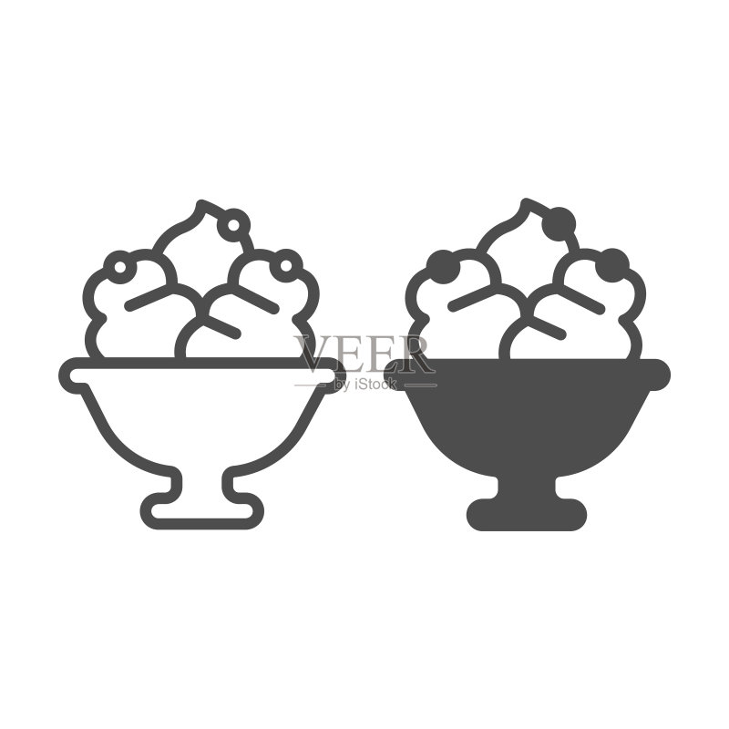 玻璃花瓶水果冰淇淋图标图标素材