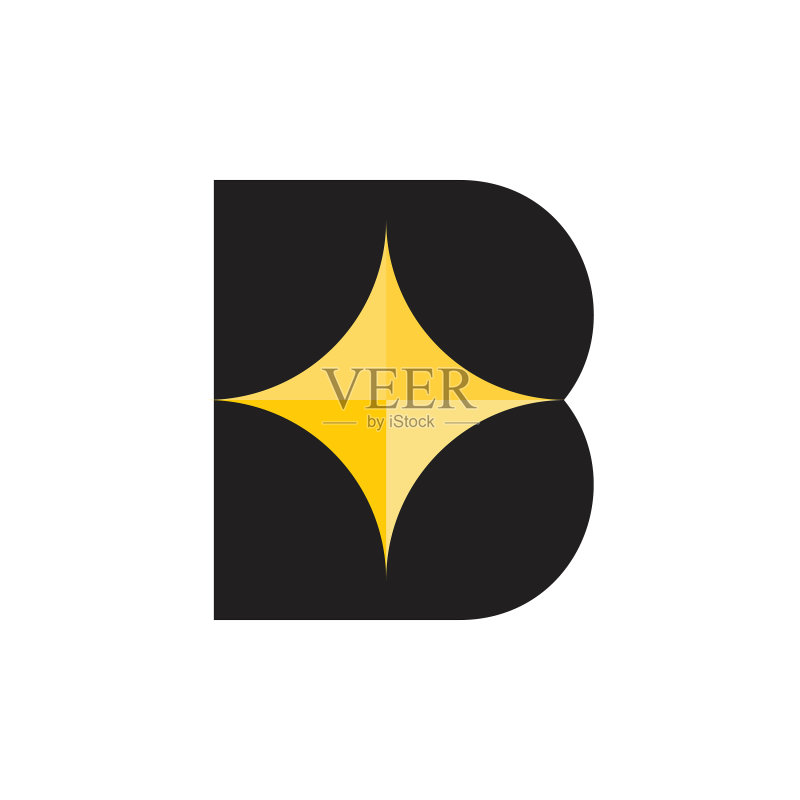 星星几何字母B标志图标素材