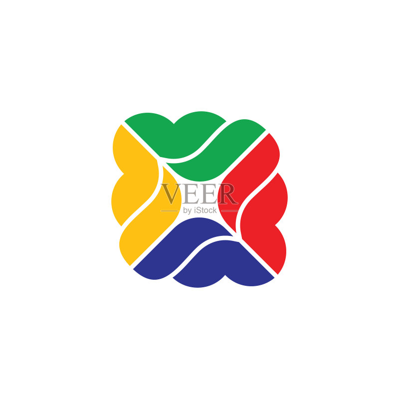 彩色曲线几何正方形logo图标素材