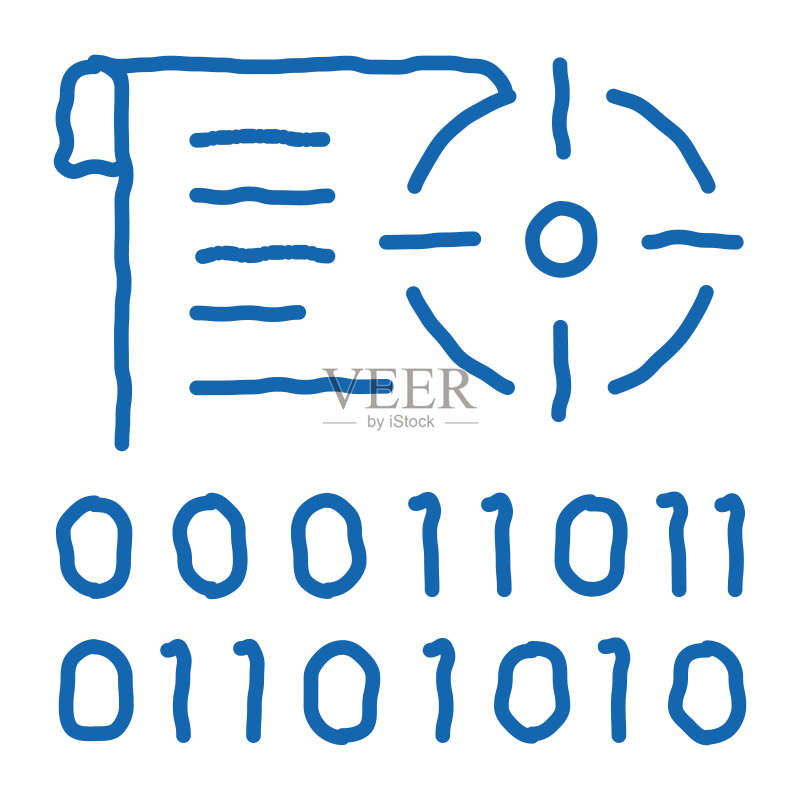 二进制目标涂鸦图标手绘插画图标素材