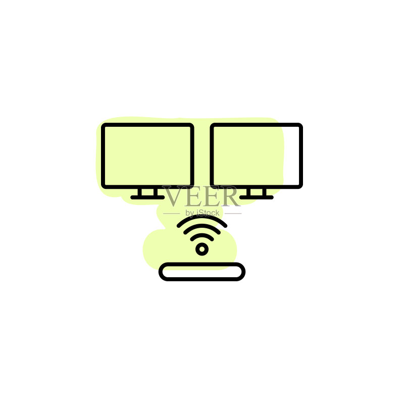 硬件组中的硬件、PC服务器、WIFI、LAN彩色阴影矢量图标图标素材