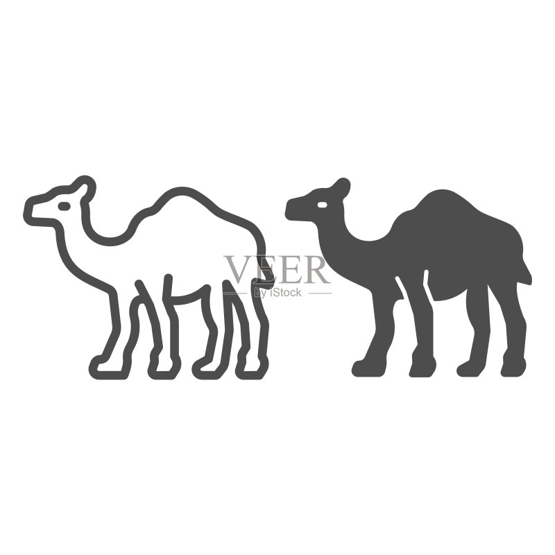 骆驼线条图标,野生动物概念,骆驼矢量图形图标素材