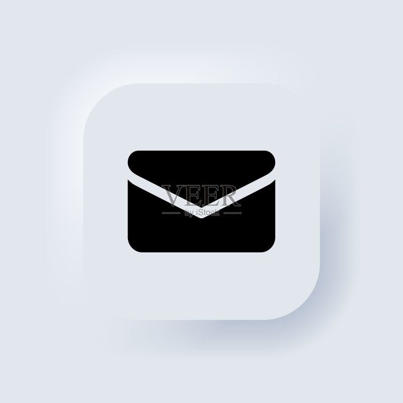 信封图标:信件或办公文档传递,拟态UI用户界面Web按钮,矢量EPS 10图标素材