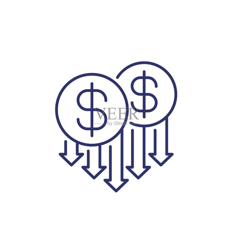 白色背景上的降价线条图标图标素材