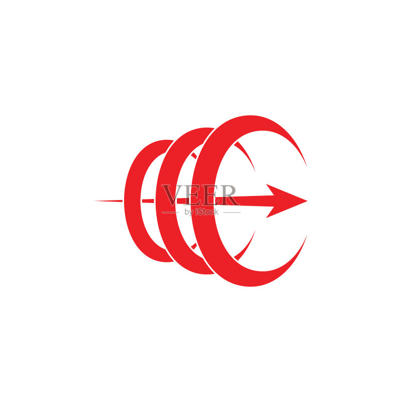 字母C 3D箭头曲线运动Logo图标素材