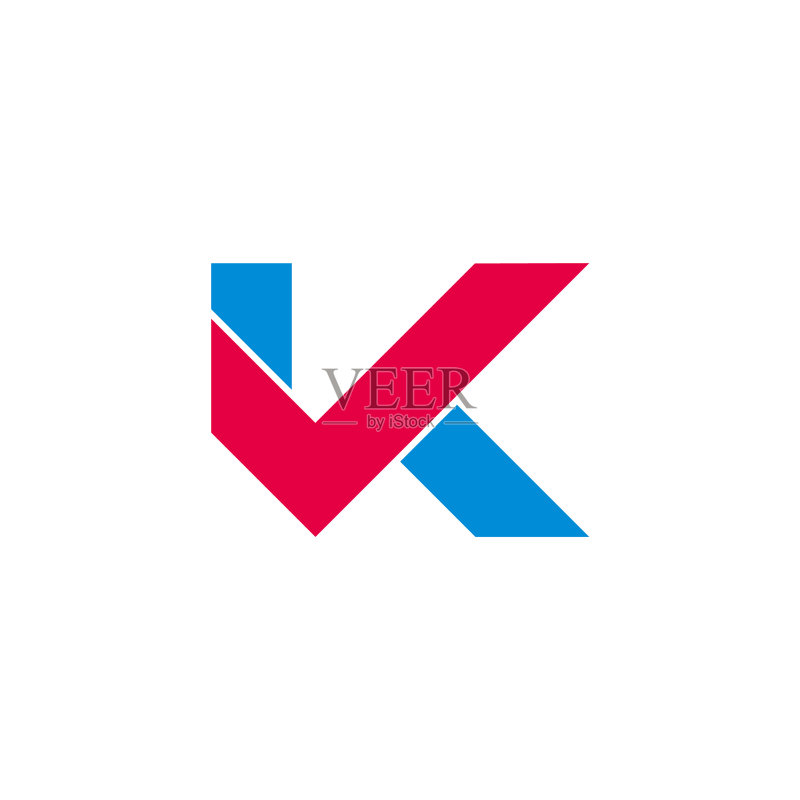 抽象字母K勾选符号标志图标素材