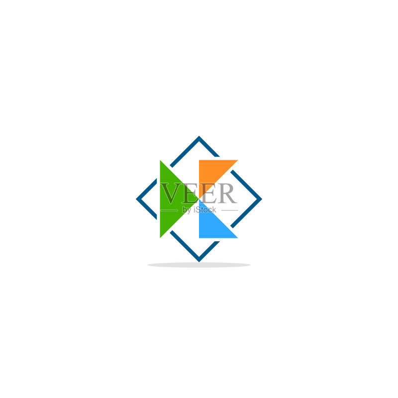 三角形K字母彩色标志图标素材
