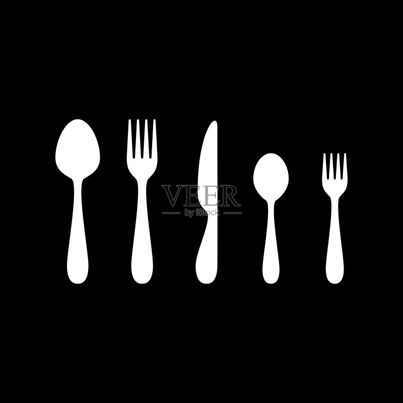 餐具勺子叉子刀具组合图标素材