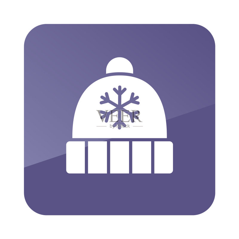 带雪花和绒球的冬季帽子图标图标素材