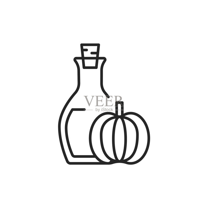 南瓜植物油玻璃瓶彩色线条图标图标素材