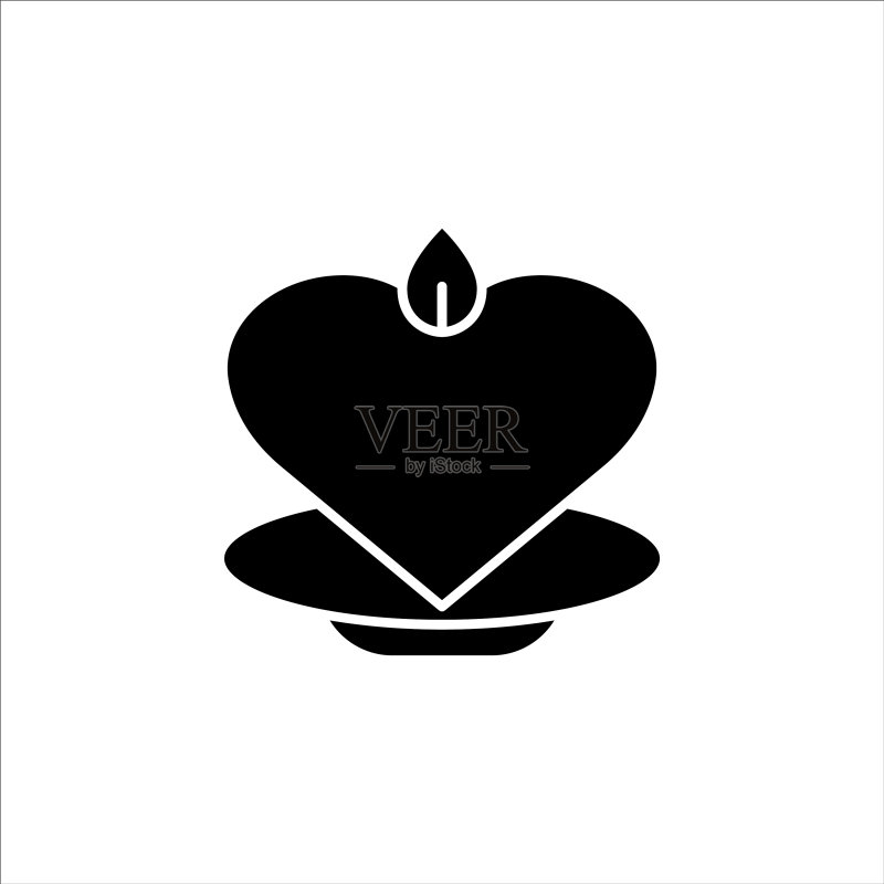心形蜡烛简约设计可编辑图标图标素材