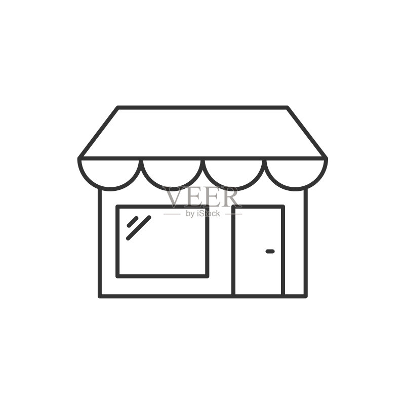 白色背景可编辑的店铺轮廓图标图标素材