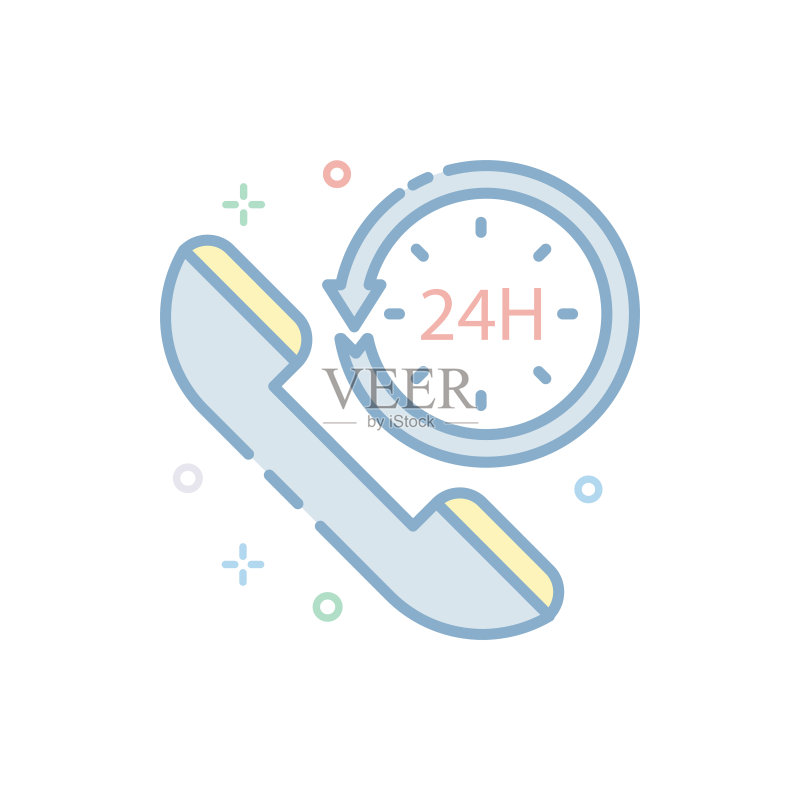 24小时支持矢量描边图标图标素材