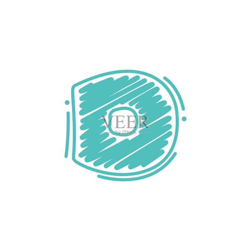 儿童蜡笔涂鸦风格D字母logo图标素材