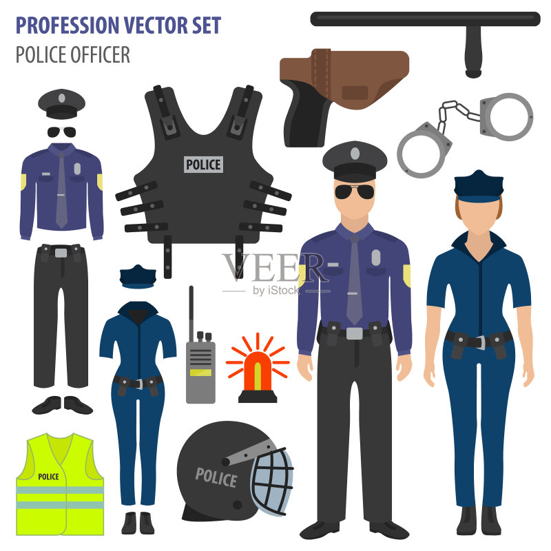 职业与行业组合:警官图标素材