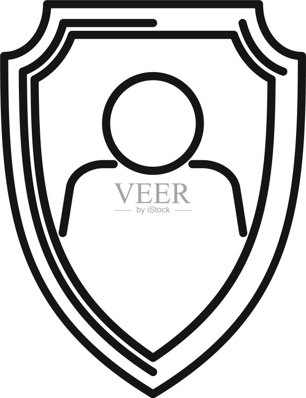 个人防护盾牌轮廓图标图标素材