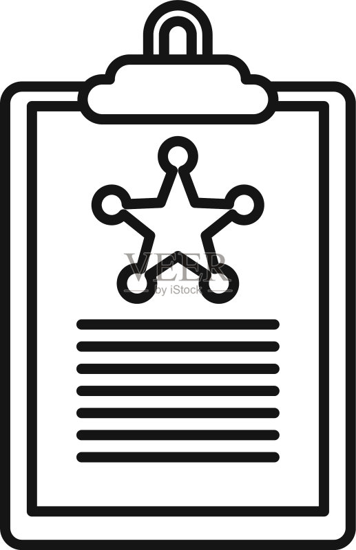 警察剪贴板图标描边风格图标素材
