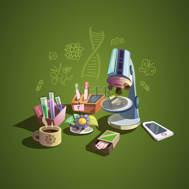 复古卡通科学套装图标素材