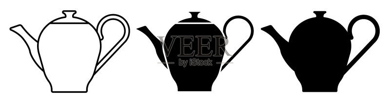 茶饮用茶壶图标轮廓图标素材