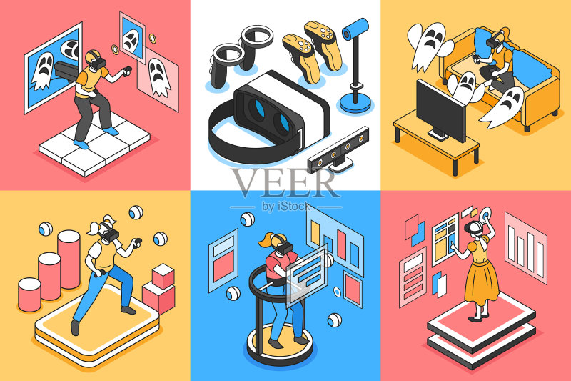 VR概念图标集图标素材