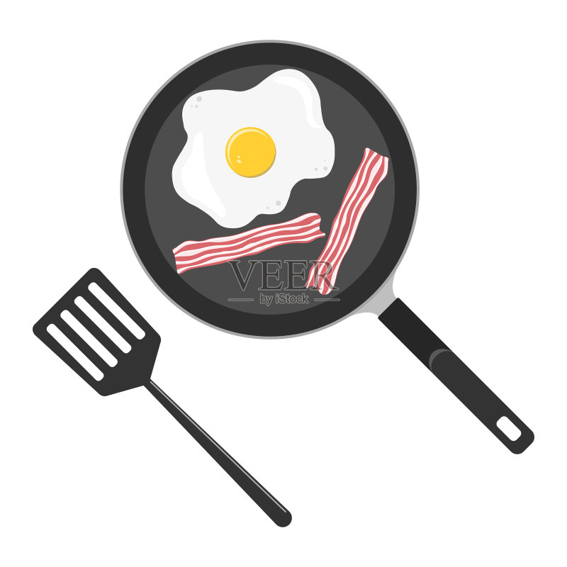 煎蛋和培根与烹饪设备图标素材