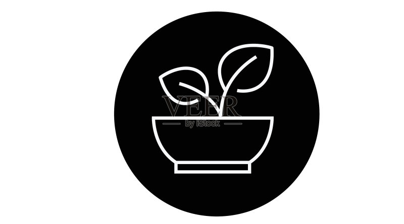 黑白纯素食品碗图标图标素材