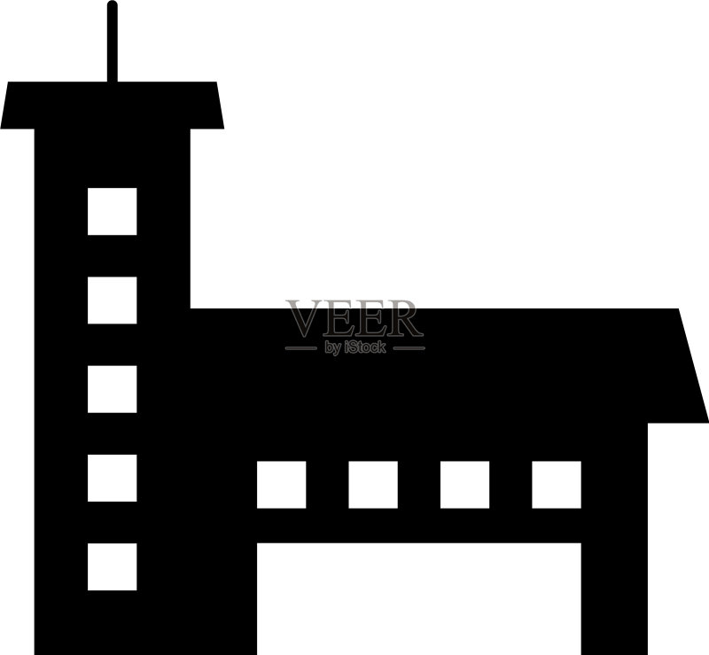 城市建筑图标剪影风格图标素材