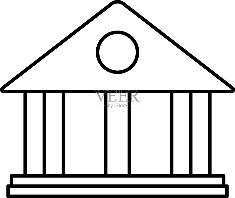 法院大楼图标线条风格图标素材