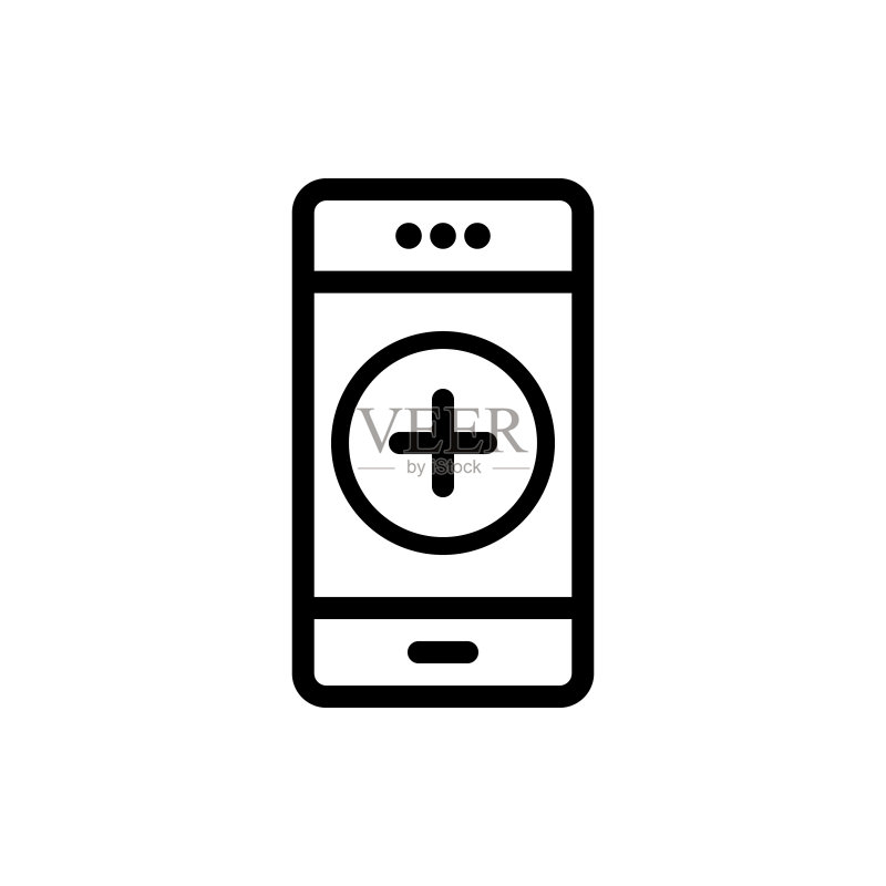 移动图标上的添加标志库存插图图标素材