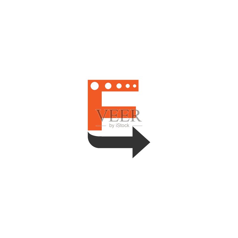 带箭头图标设计的字母E logo矢量图图标素材