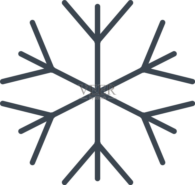 圣诞与冬季雪花概念线条图标素材