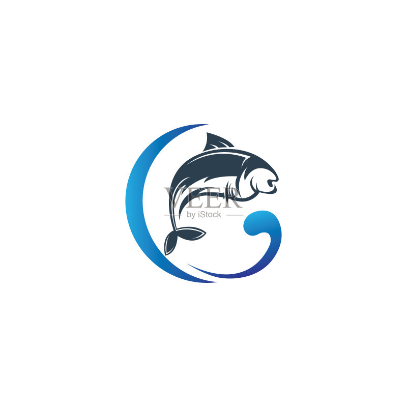 海鱼logo简约彩色设计图标素材