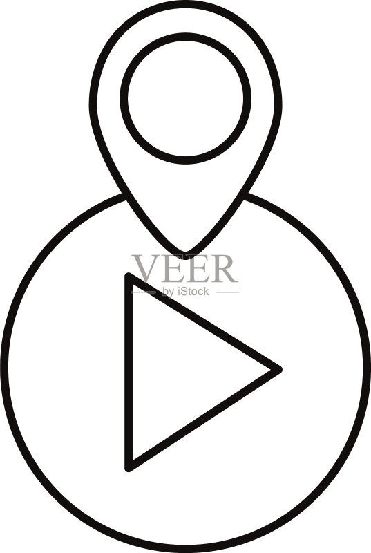 带GPS标记线的数字营销播放按钮图标素材
