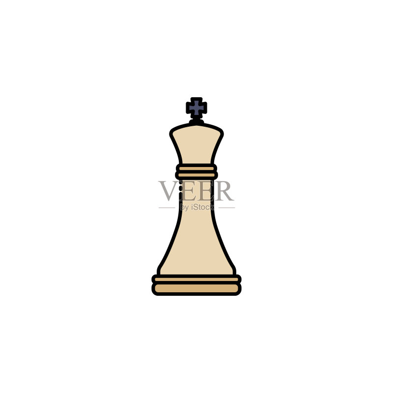 国际象棋国王线性彩色图标策略商务图标素材