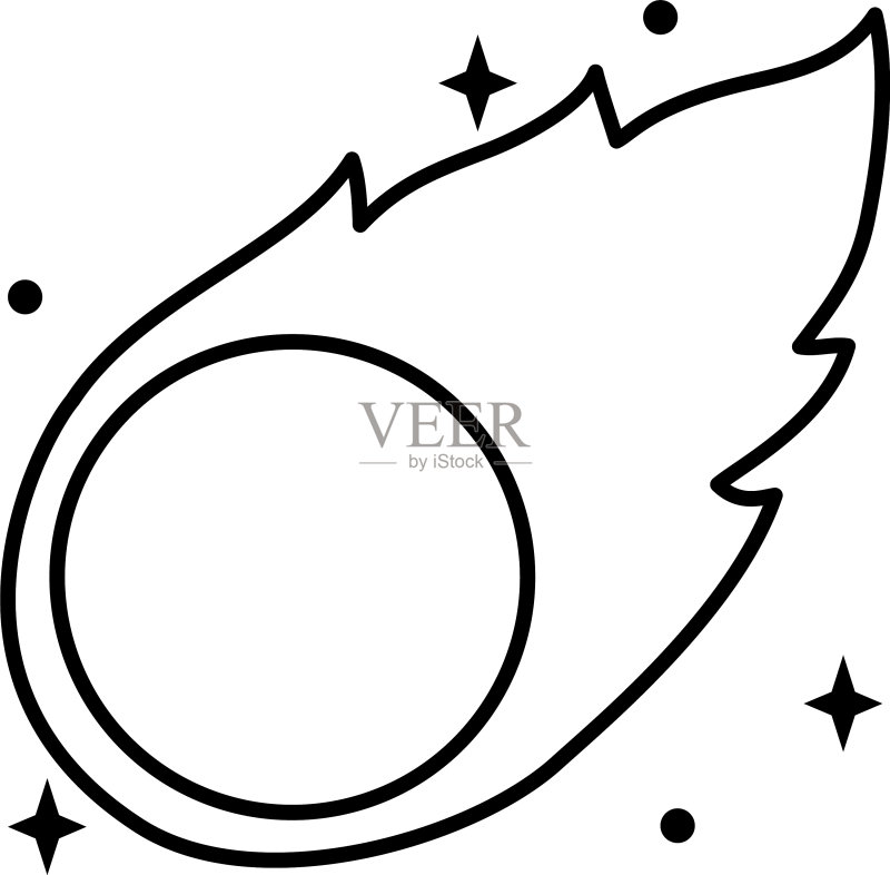 太空陨石图标线条样式图标素材